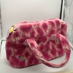 Vivienne Westwood pink terrycloth leopard bag. Vintage 90s